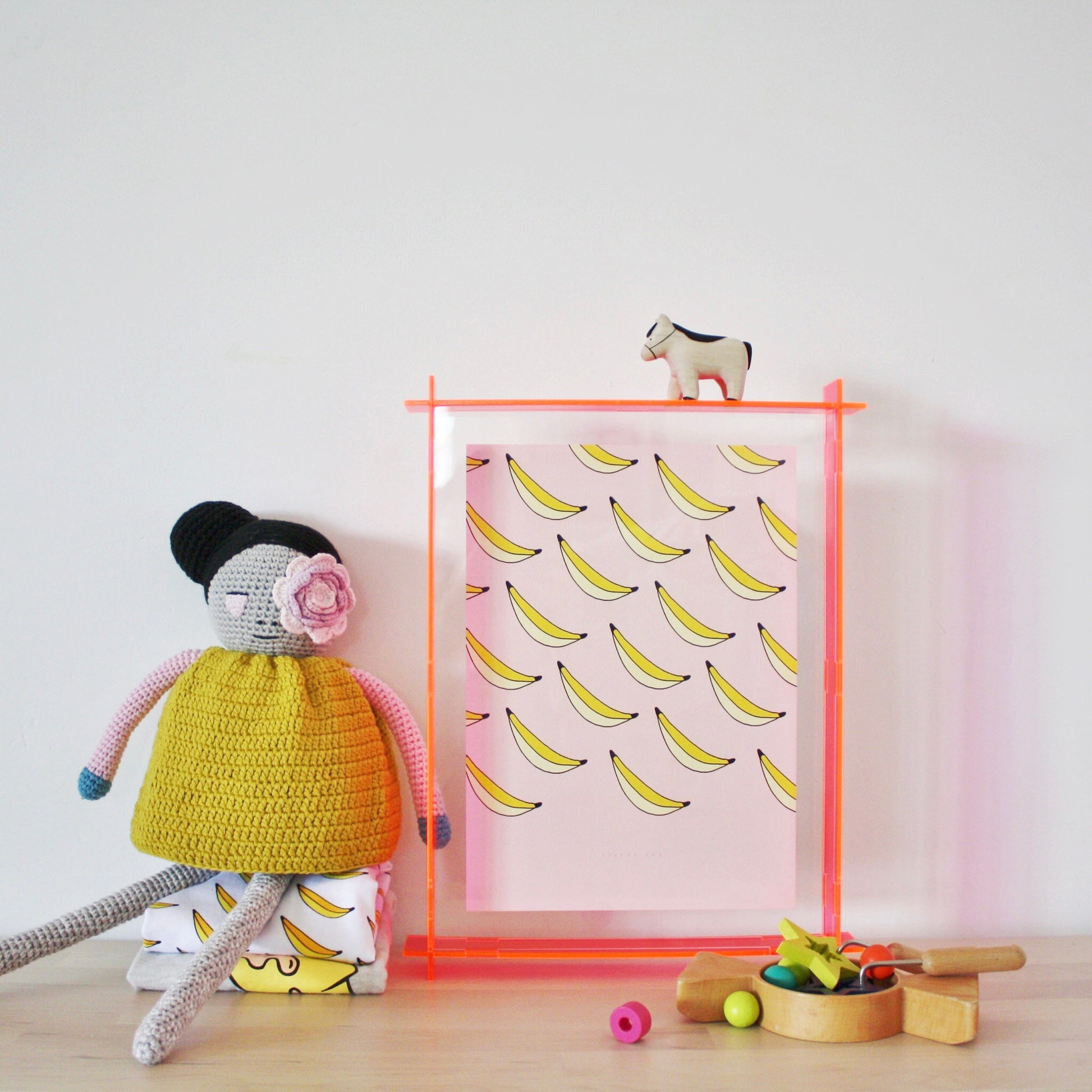 A4 Acrylic Box Frame Transparent Fluro Pink