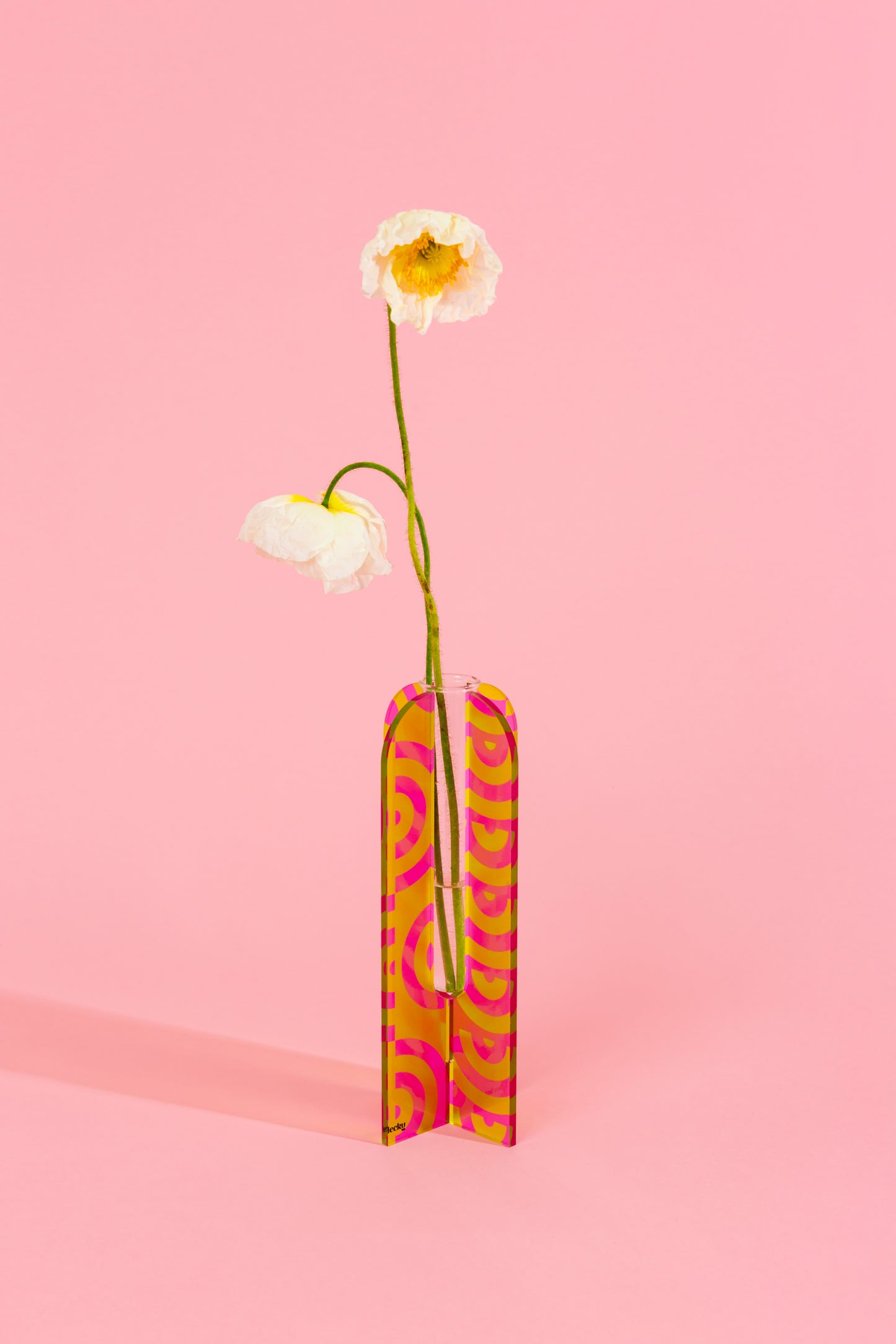 Acrylic Stem Vase - Printed Pink & Lime Arch