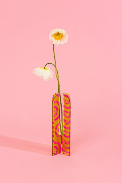 Acrylic Stem Vase - Printed Pink & Lime Arch